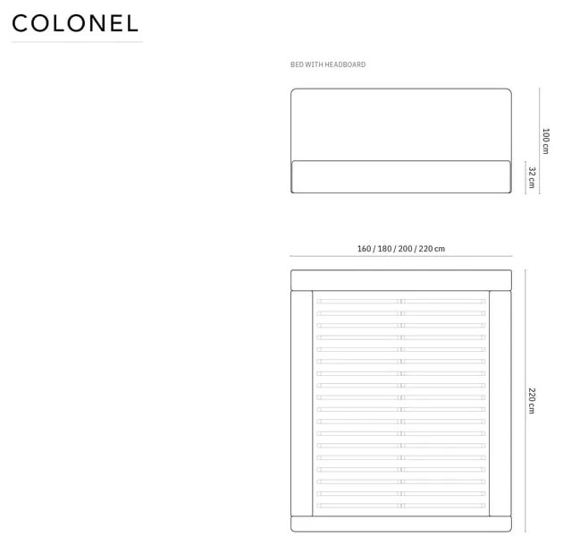 Ciemnoszare tapicerowane łóżko dwuosobowe ze schowkiem i stelażem 140x200 cm Colonel – Cosmopolitan Design