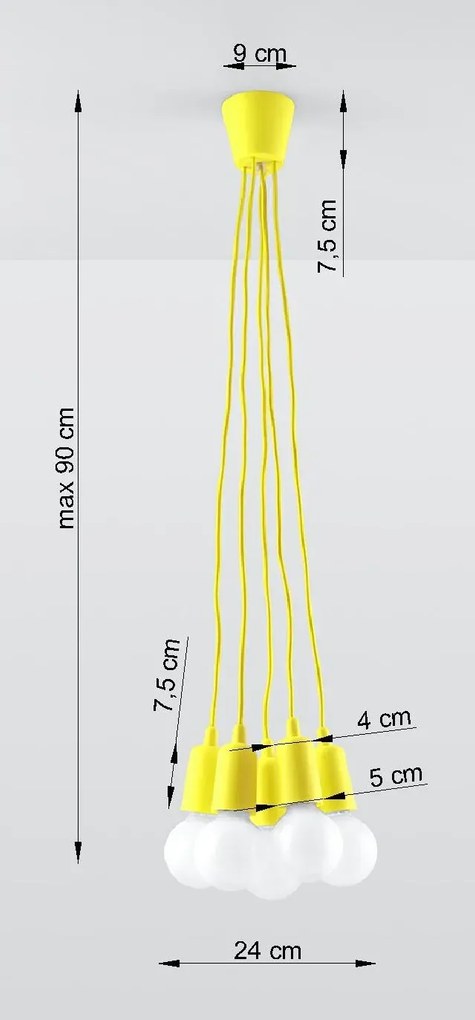 Żółta loftowa lampa wisząca - EX543 E4-B69