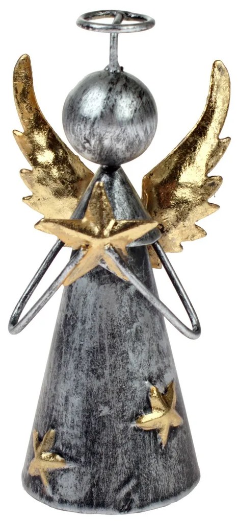 Metalowy ozdobny aniołek z gwiazdą, 12,5 cm