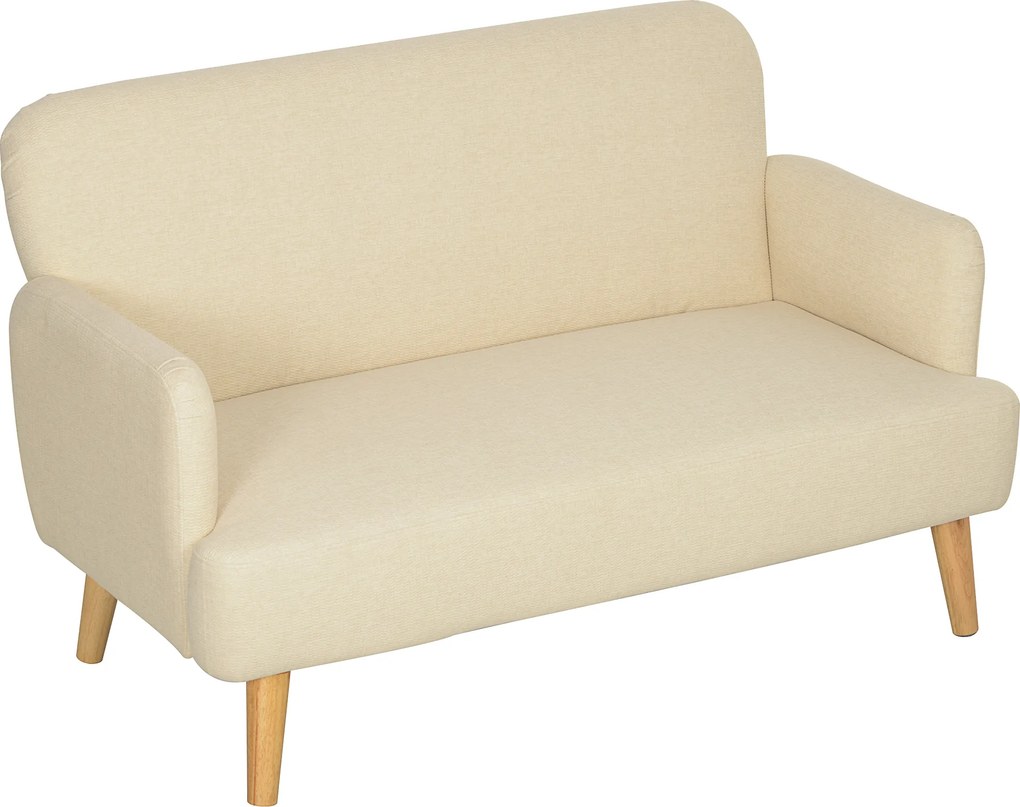 HOMCOM Dwumiejscowa Sofa, kompaktowa, przyjazna dla skóry, do 240 kg, 130x74x79 cm, Kremowa