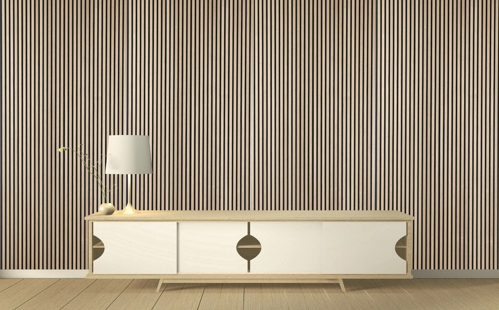 Drewniany panel akustyczny, 2400 x 600 mm, dąb bejcowany