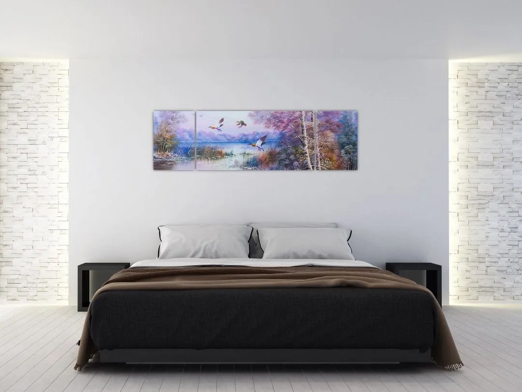 Obraz - Idzie jesień, obraz olejny (170x50 cm)