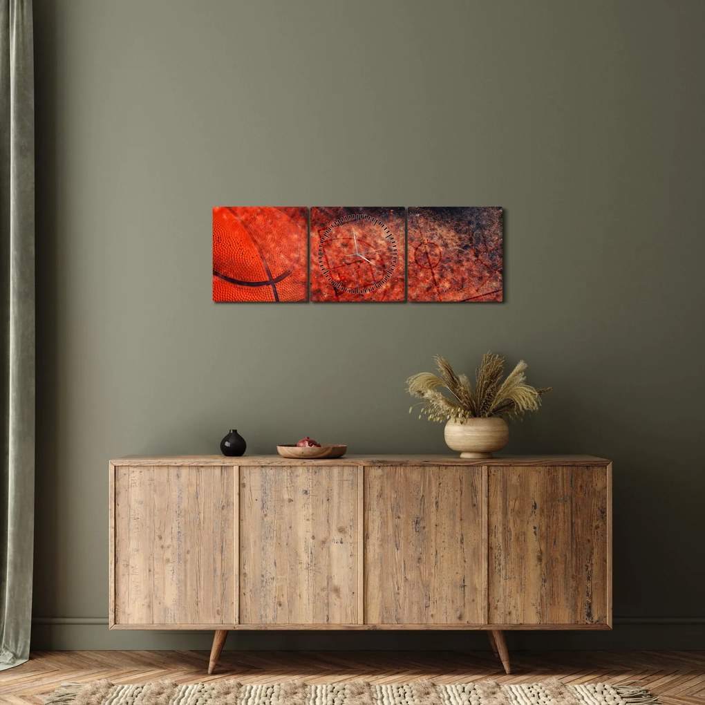 Obraz - Piłka do koszykówki (z zegarem) (90x30 cm)