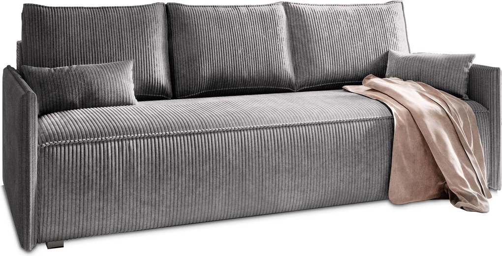 Masseno Sofa MESTOR z funkcją spania i pojemnikiem na pościel, Rozkładana sofa - Szary, POSO 60