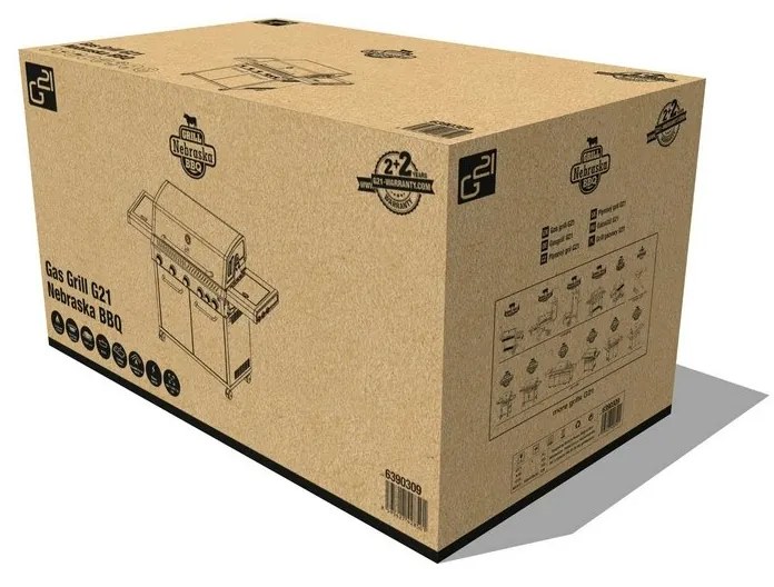 Grill gazowy G21 Nebraska BBQ Premium line, 6 palników + gratis reduktor ciśnienia