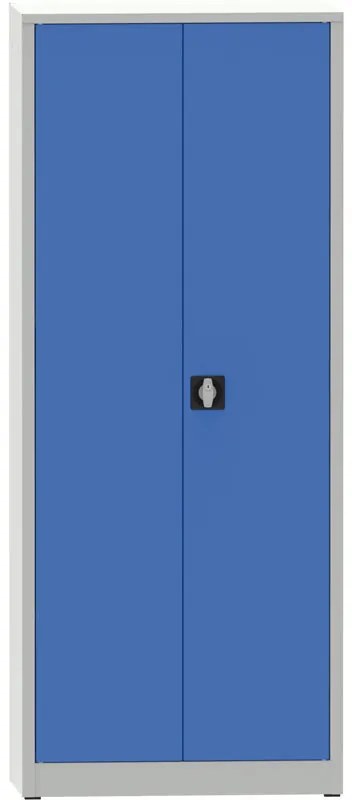 Warsztatowa szafa półkowa na narzędzia KOVONA JUMBO, 4 półki, spawana, 800 x 600 x 1950 mm, szara / niebieska