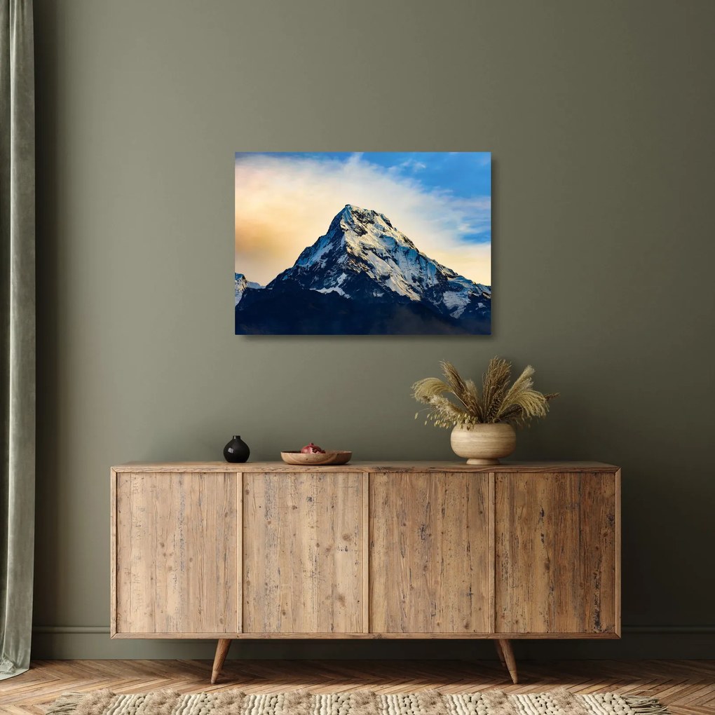 Obraz na szkle ośnieżonych gór, Nepal (70x50 cm)