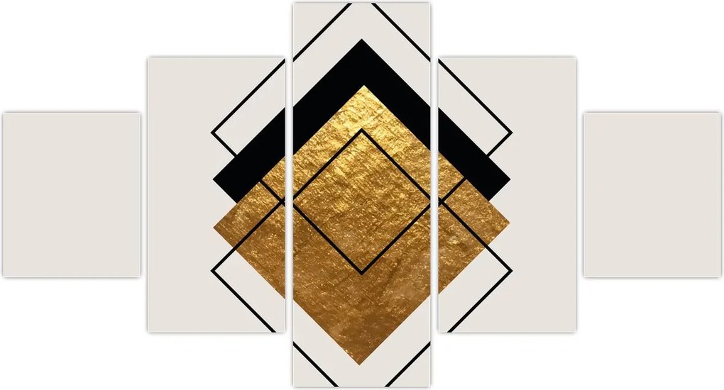 Obraz - Abstrakcja złoto-biała N⁰1 (125x70 cm)