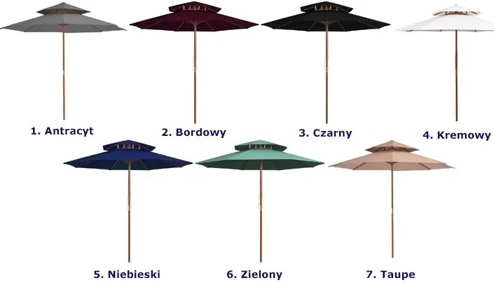Bordowy okrągły parasol ogrodowy E1-G45