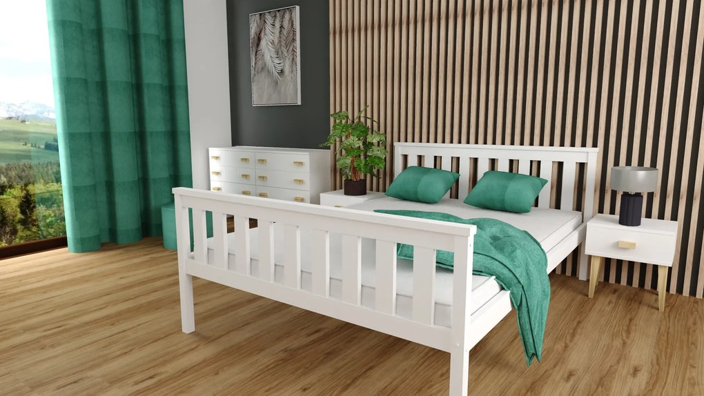 Łóżko KALEA 90 x 200 cm, białe Stelaż: Ze stelażem listwowym rolowanym elastycznym, Materac: Materac Sommera