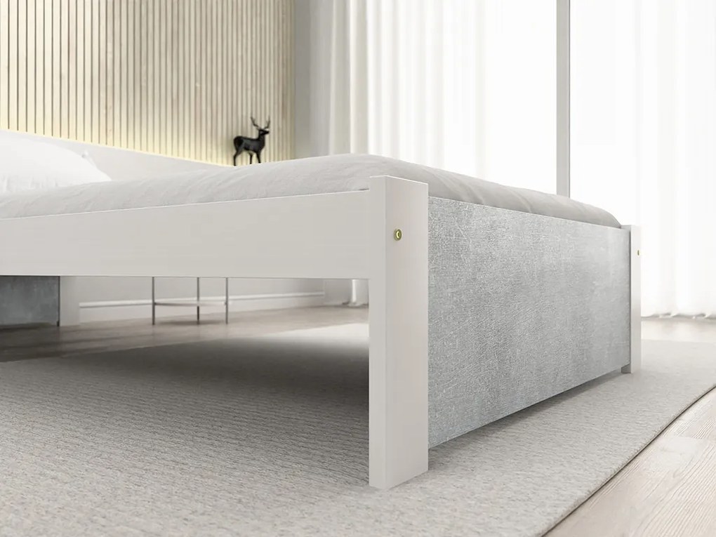 Łóżko IKAROS 90 x 200 cm, beton/biały Stelaż: Bez stelaża, Materac: Bez materaca