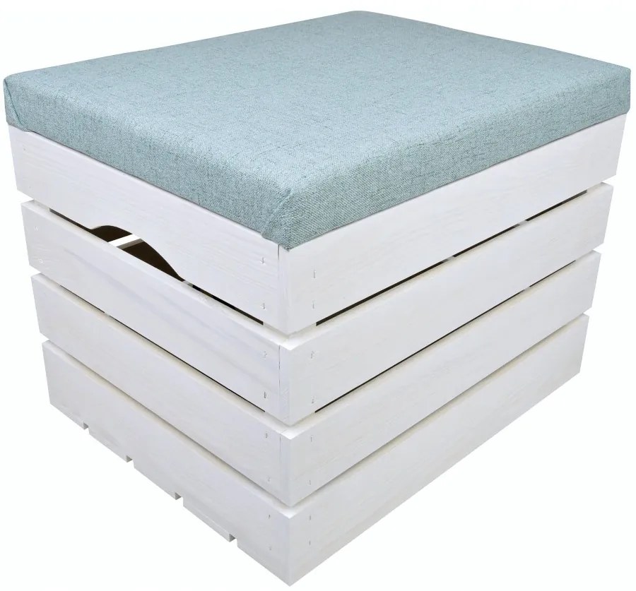 Pufa kufer skrzynia drewniana sosnowa siedzisko 50cm malowana biała