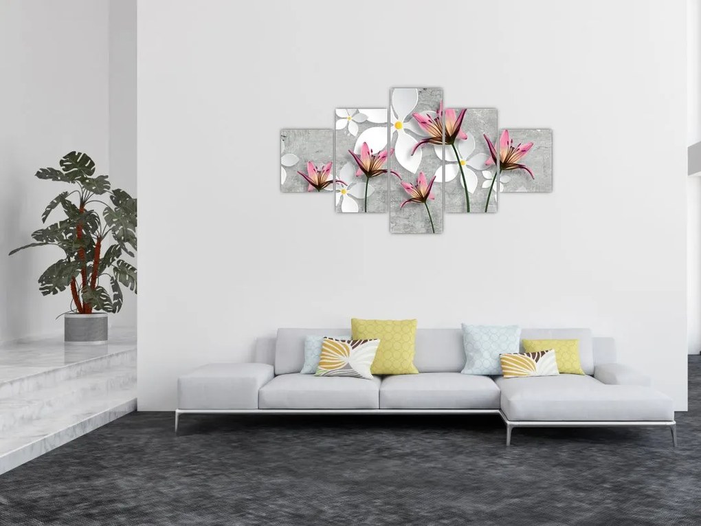 Obraz kwiatowej abstrakcji (125x70 cm)