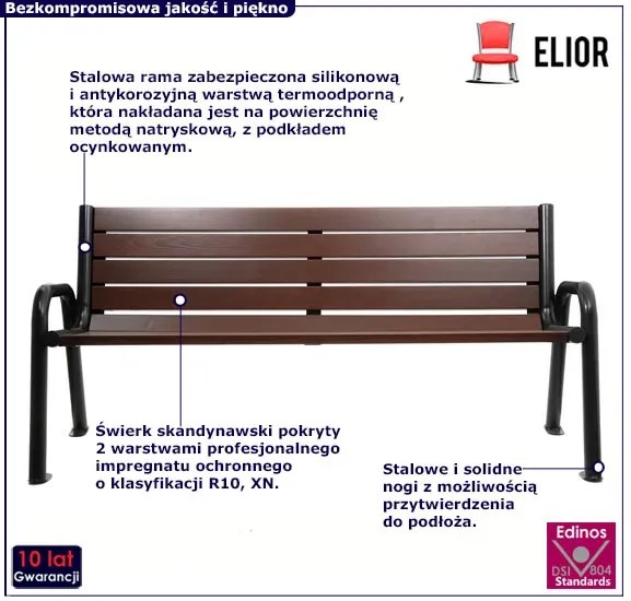 Stalowa ławka parkowa palisander - Tremis 2V