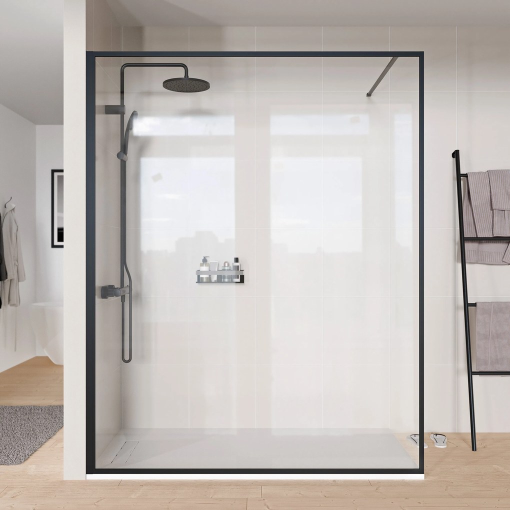 Kabina prysznicowa Walk-In 8 mm szkło przezroczyste FRAME - wysokość 200 cm