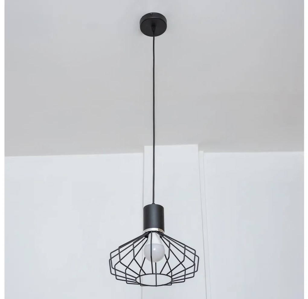 Lampa wisząca na lince SOLANO 1xE27/15W/230V czarny/błyszczący chrom