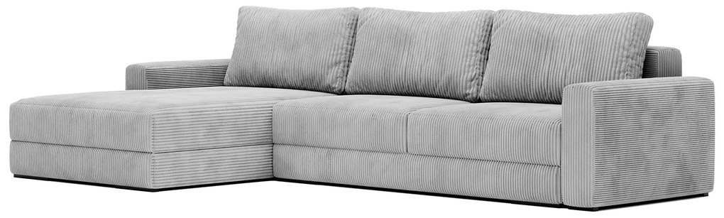 Sofa narożna, rozkładana NEVI szary sztruks 345/185/76