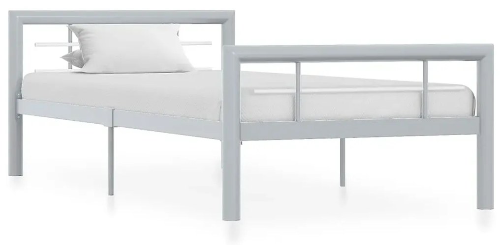Szare metalowe łózko pojedyncze 90 x 200 cm - Sintra