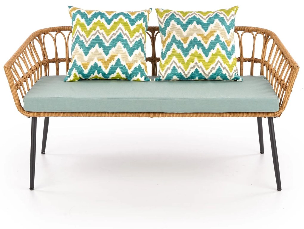 GARDENA 2S fotel podwójny czarny, naturalny, popielaty, rattan, boho