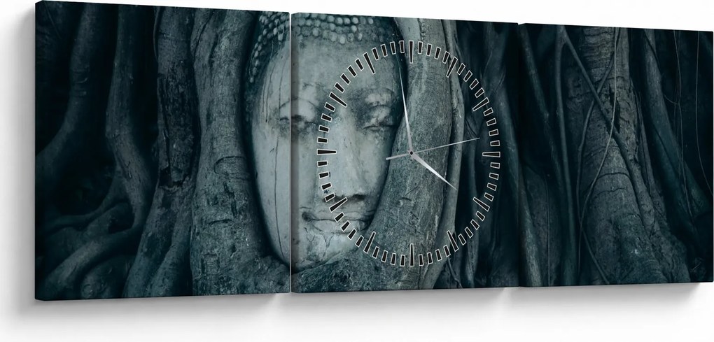 Obraz - Tajska twarz (z zegarem) (90x30 cm)