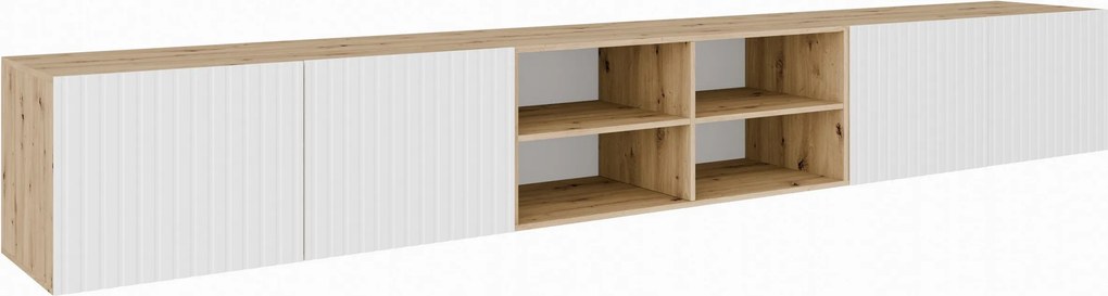 Szafka RTV wisząca LIVO 300 cm do Salonu pod Telewizor - Dąb artisan