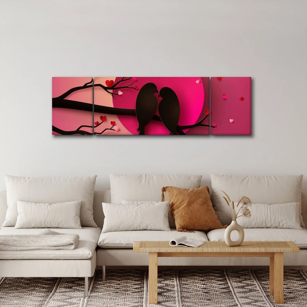 Obraz - Zakochane ptaki (170x50 cm)