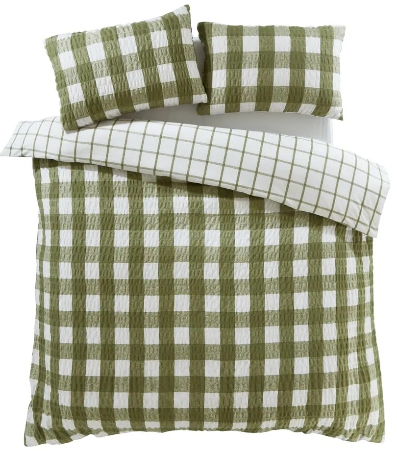 Zielona flanelowa pościel dwuosobowa 200x200 cm Gingham Check – Catherine Lansfield