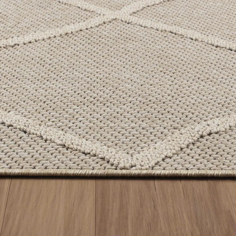 Dywan zewnętrzny sznurkowy Patara Romby beżowy 80 cm x 250 cm