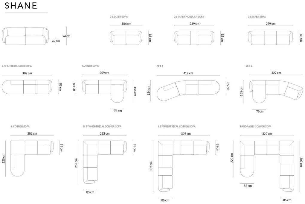 OUTLET Sofa Modułowa Szenil Zielony Melanż 259x85x74 cm Shane od Micadoni