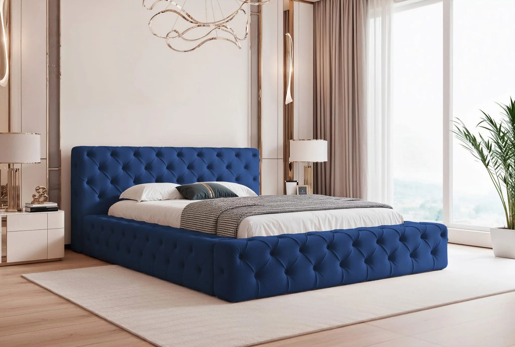 Łóżko tapicerowane ze stelażem i pojemnikiem CHESTERFIELD PREMIUM