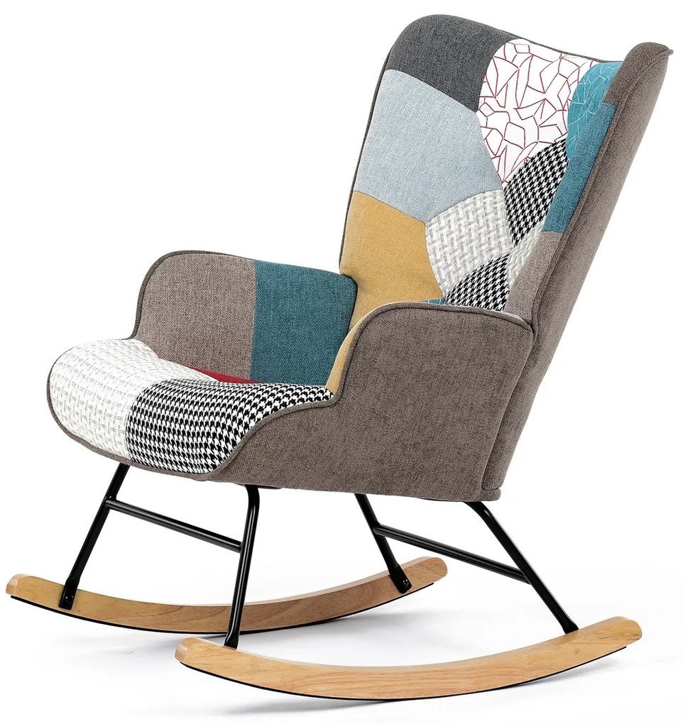 Fotel bujany PW2, patchwork