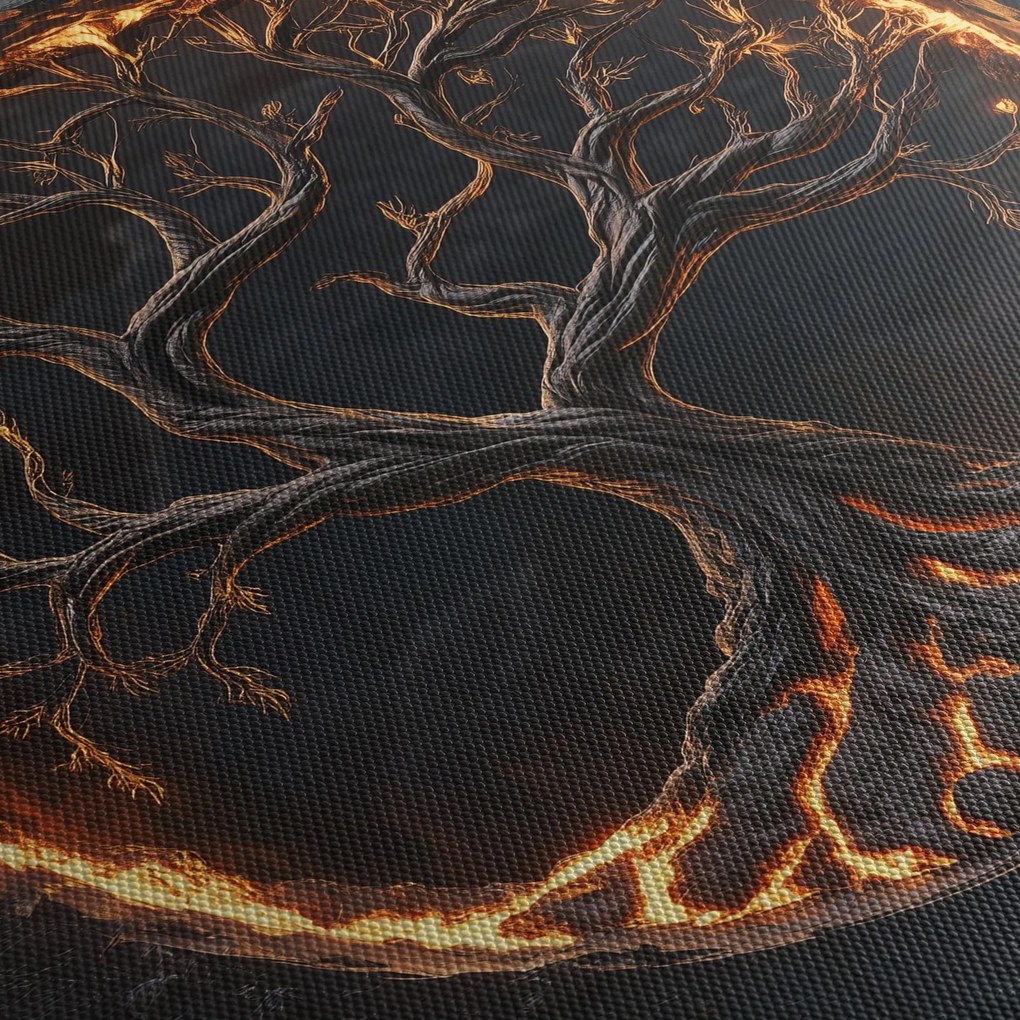 Obraz – Drzewo życia w lawie I. (z zegarem) (90x30 cm)