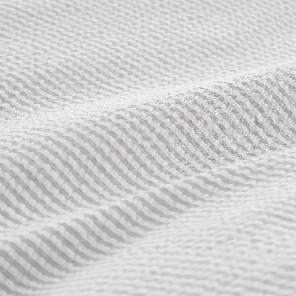 Jasnoszara pościel jednoosobowa z perkalu bawełnianego 135x200 cm Seersucker Woven Stripe – Bianca