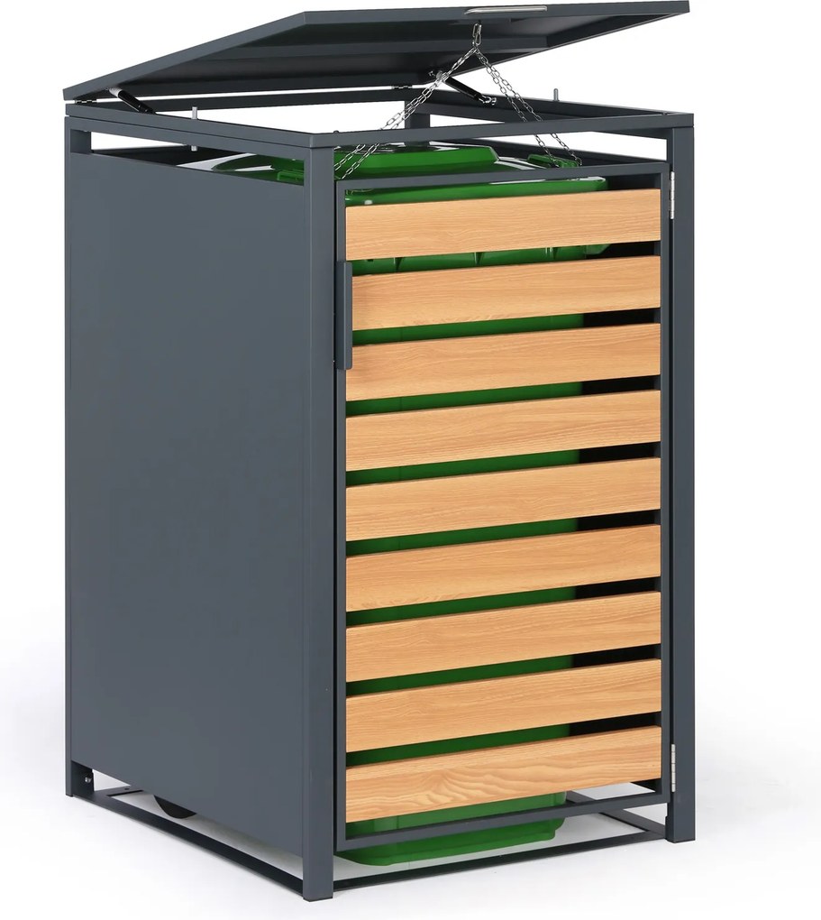 Wiata na pojemnik na odpady 240 l, 1160 x 695 x 800 mm, dekor drewna