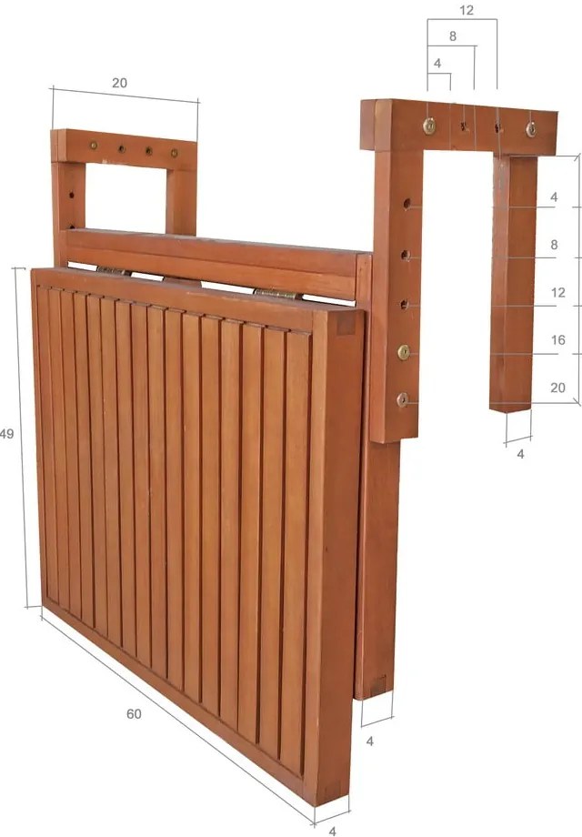 Wiszący stolik balkonowy 64x65 cm Berkeley – Garden Pleasure