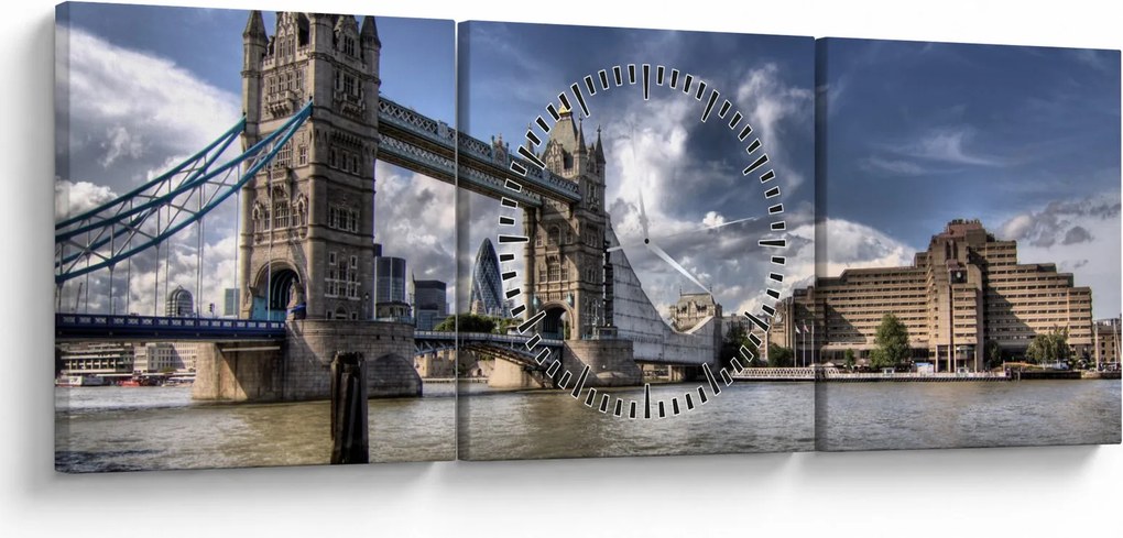 Obraz - Tower Bridge w Londynie (z zegarem) (90x30 cm)