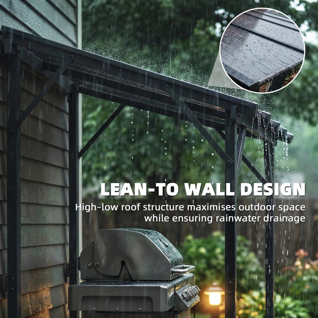 Outsunny Pawilon Grillowy 2,44 x 1,48 m z Pochyłym Dachem, Altana Ogrodowa z Ochroną UV 50+, Ciemnoszary | Aosom PL