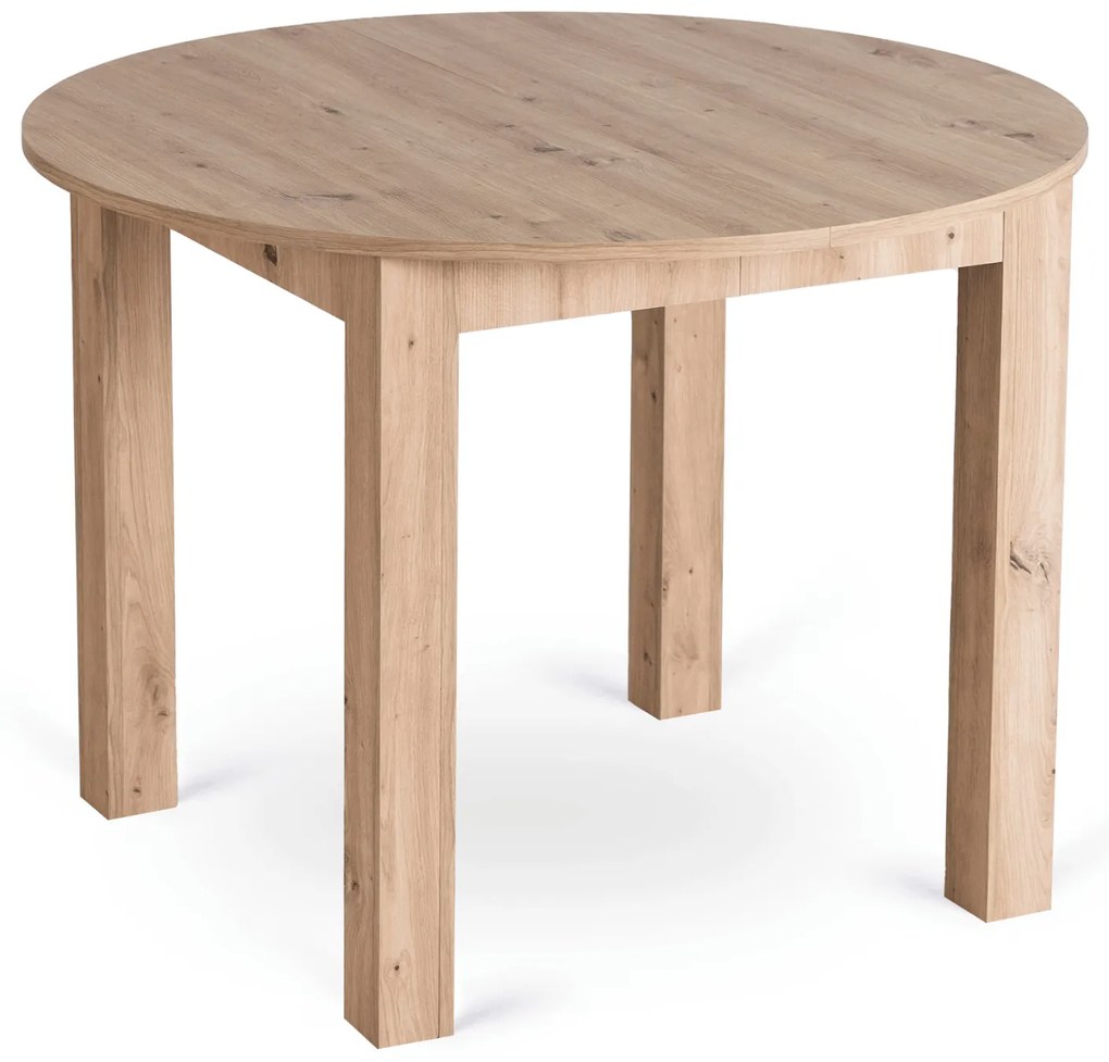 Zestaw Stół Okrągły Rozkładany HARRY 102-142 cm Dąb Artisan i 6 Krzeseł NEVEL Szarych Skandynawskich