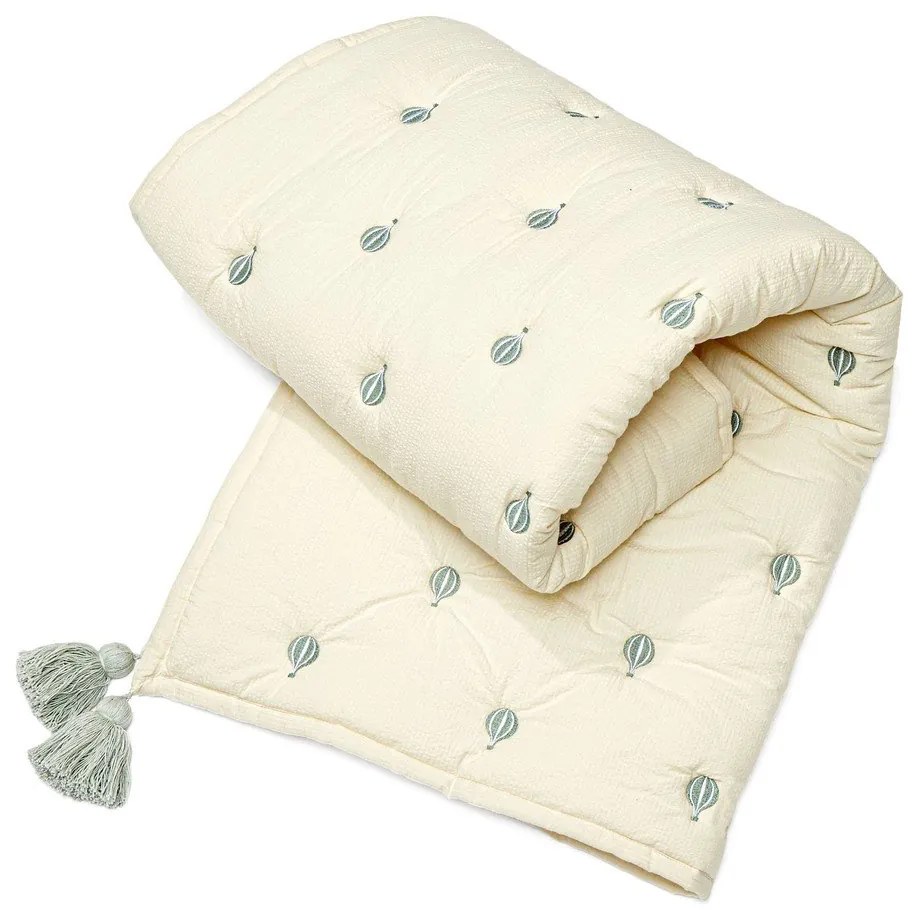 Jasnożółto-niebieski pikowany koc dziecięcy z bawełny organicznej 90x120 cm Balloon – Cam Cam Copenhagen