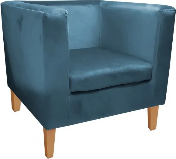 Fotel Monaco tkanina Welur : Kolor nogi - Drewno, Kolor tkaniny - VELVET - MG33, Wysokość nogi - 15 cm