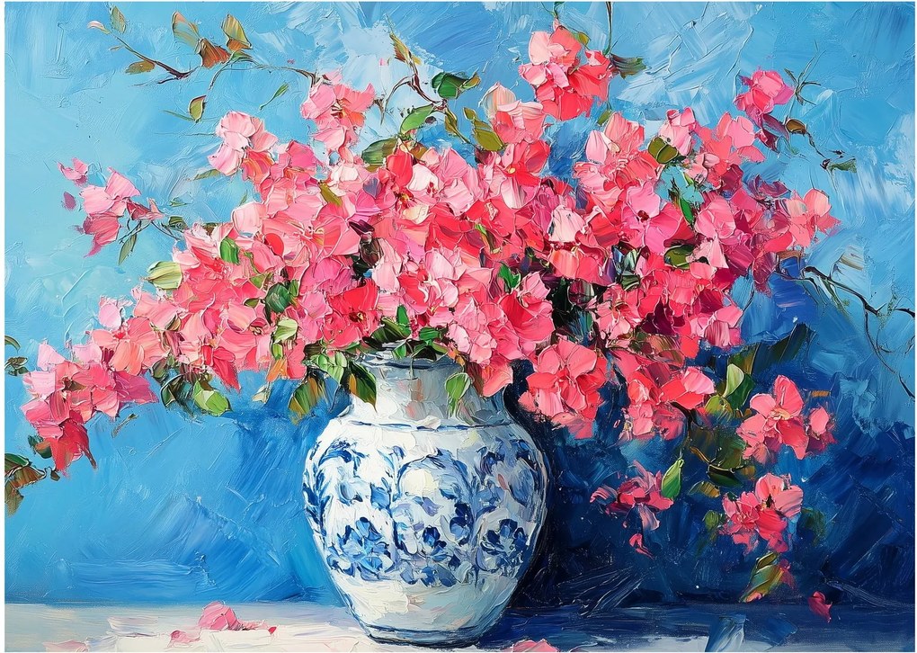 Obraz - Wazon z różowymi kwiatami (70x50 cm)
