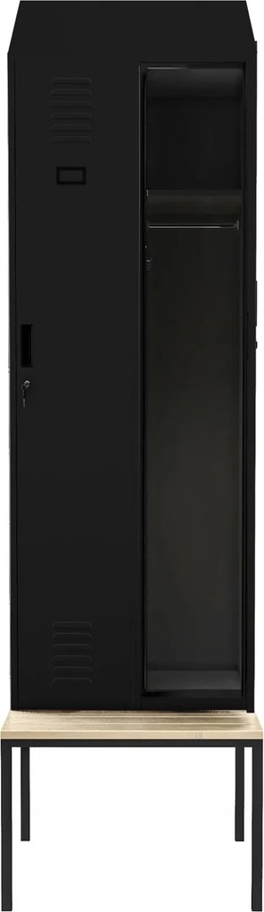 Szatnia z ławeczką i daszkiem Kacper II PRO 60x85x229,5 cm, czarna