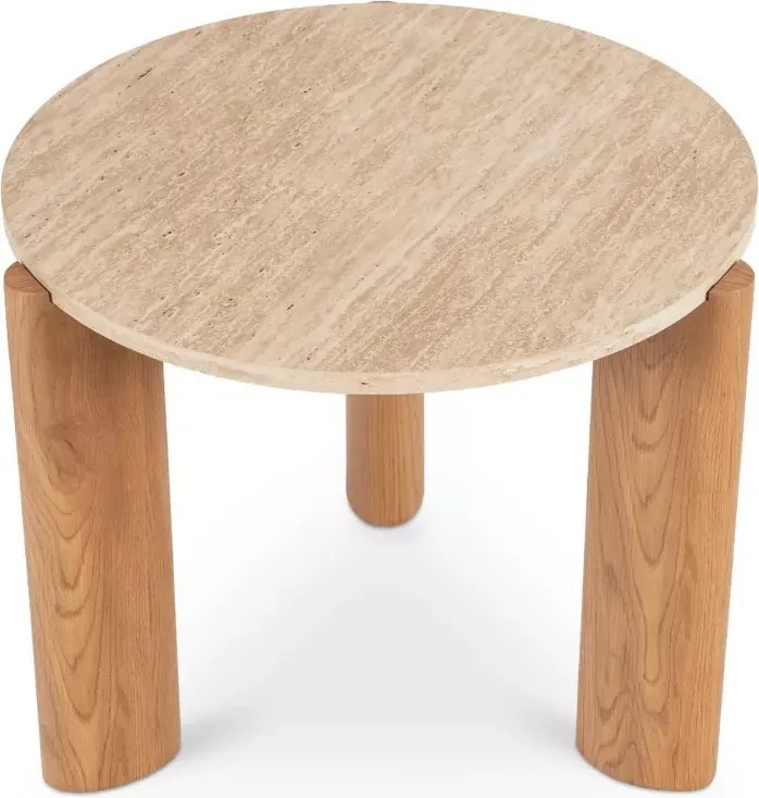 Stolik TRAVERTINO - funkcjonalny stolik do salonu 60 cm trawertyn / dąb