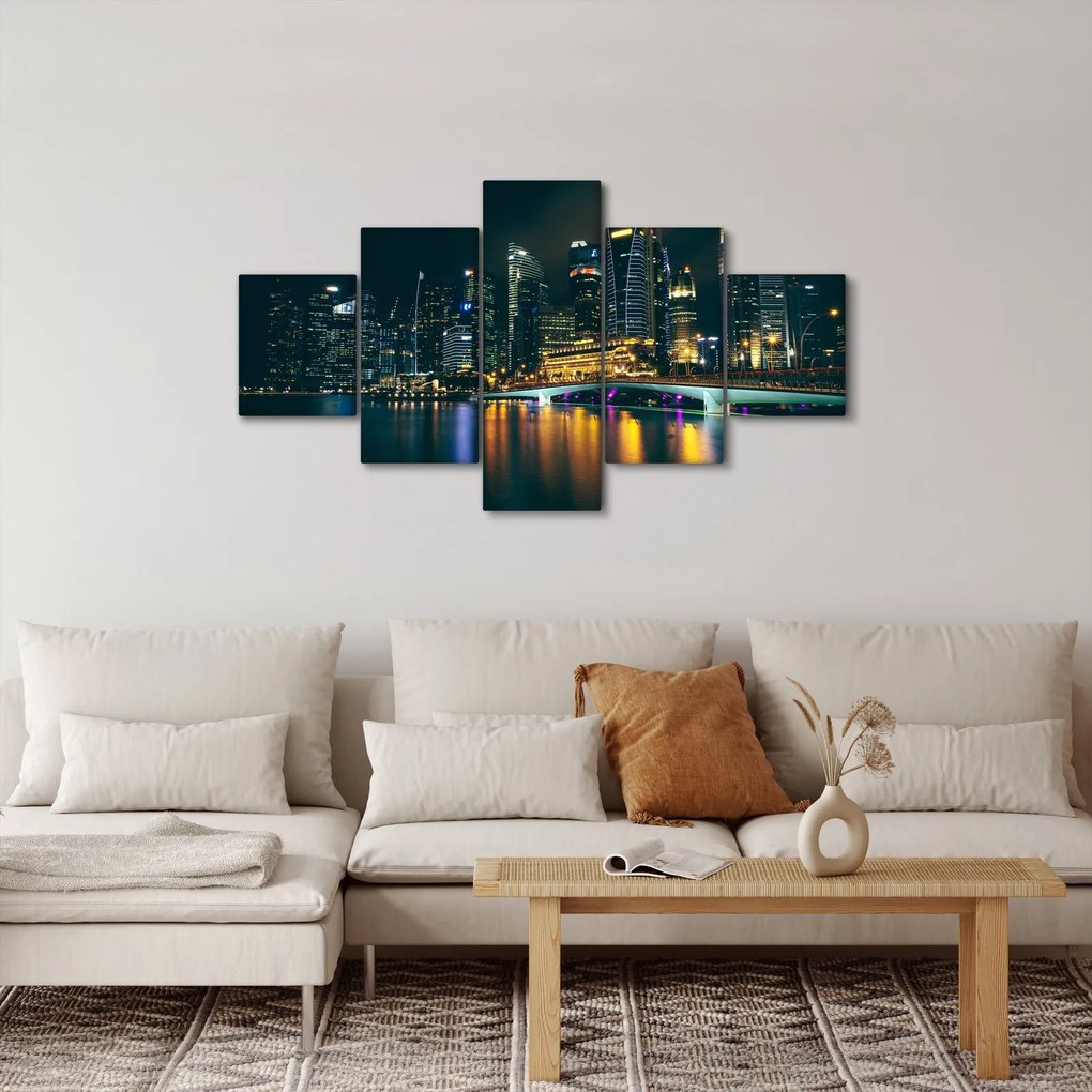 Obraz Singapuru nocą (125x70 cm)