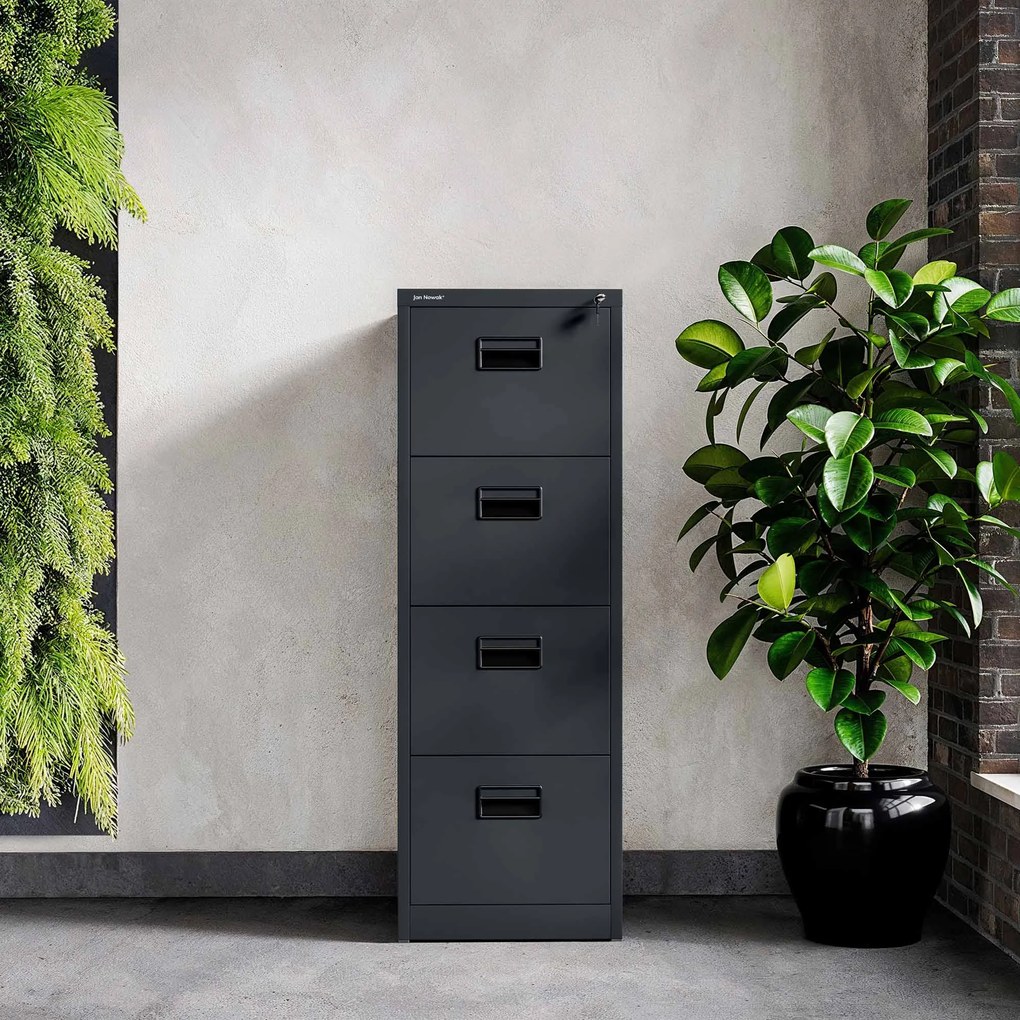 Metalowa szafa kartotekowa SARA V4, 460 x 1320 x 620 mm, antracytowa