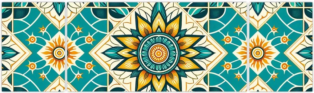 Obraz - Turkusowy wzór (170x50 cm)
