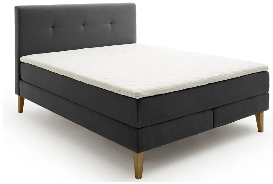 Antracytowe łóżko boxspring 160x200 cm Stockholm – Meise Möbel