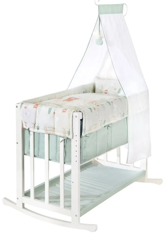 Biała kołyska dostawna z regulowaną wysokością 90x45 cm Woodland Buddies – Roba