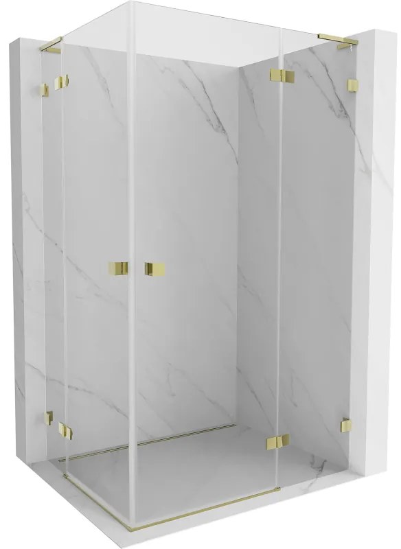 Mexen Lunar L Duo kabina prysznicowa uchylna prawa 75 x 70 cm, transparent, złota - 834L-075P-070L-50-00
