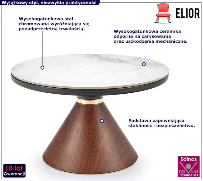 Okrągły stolik kawowy w stylu glamour - Molie
